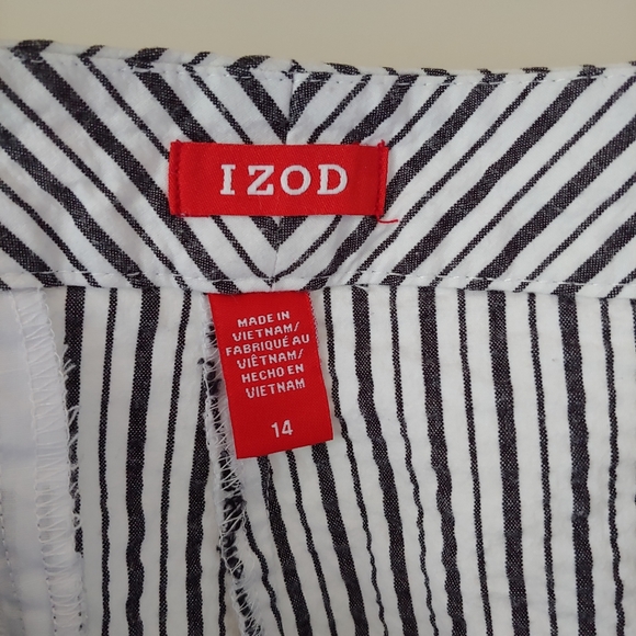 Izod Seersucker Cotton Striped Shorts Size 14 - Picture 9 of 10